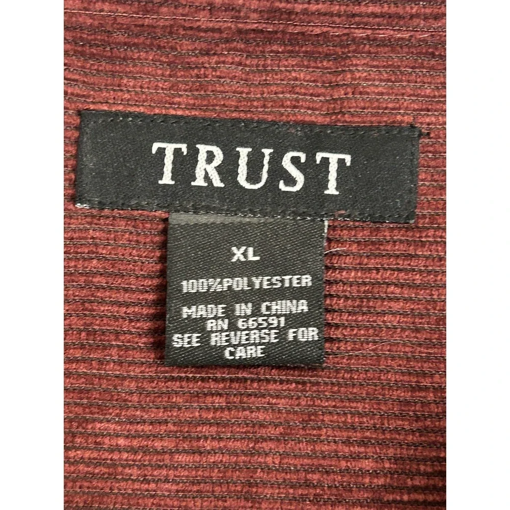 Trust Burgundy Double Pocket Top/Pants Suit‎ SIZE: XL Pants 36/30 Cord Polyester